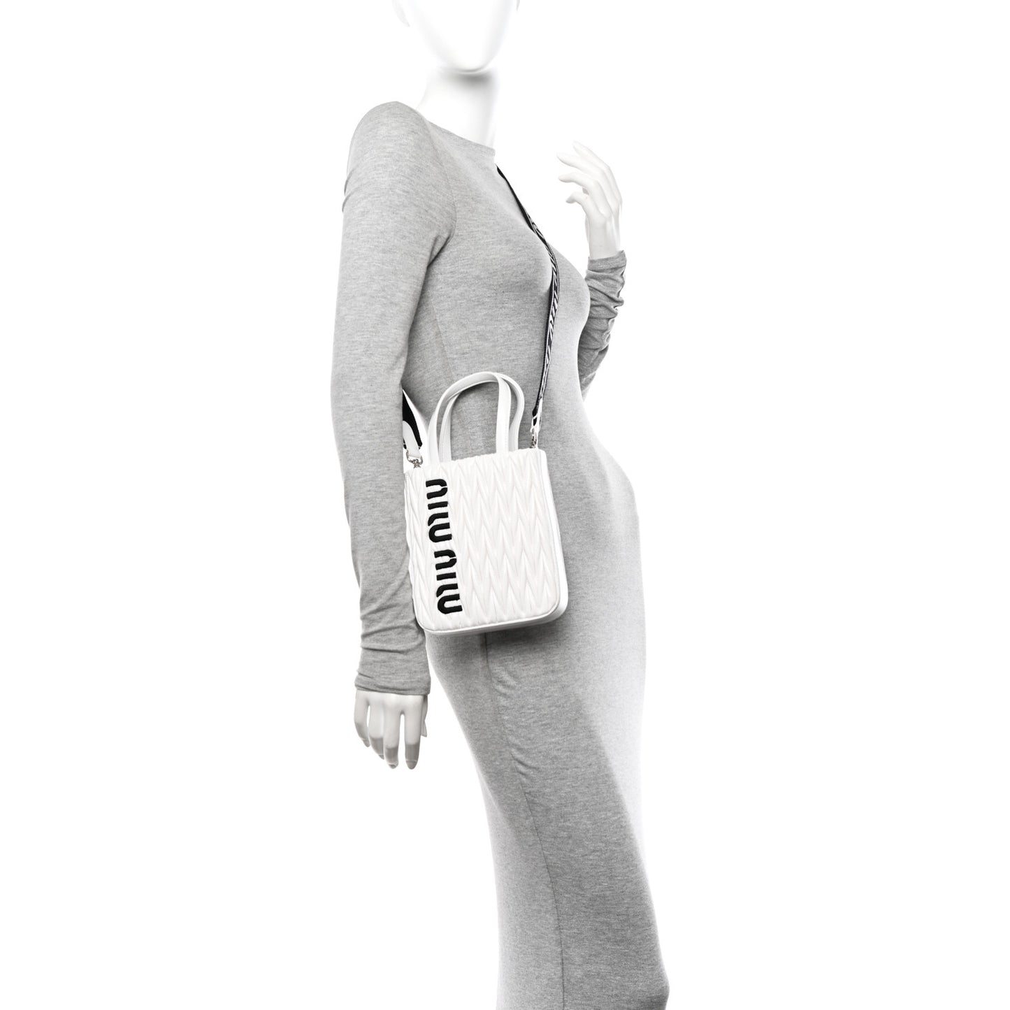Patent Matelasse Crossbody Bag White Black