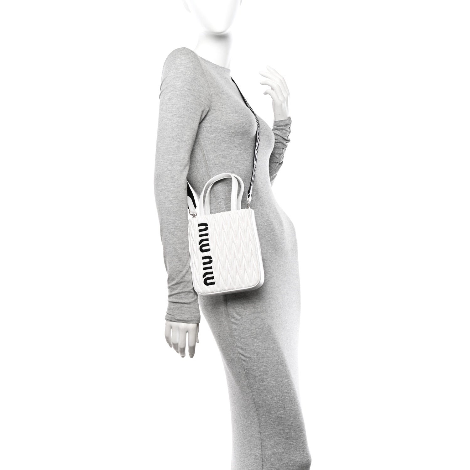 Miu Miu Patent Matelasse Crossbody Bag White Black 2 of 10