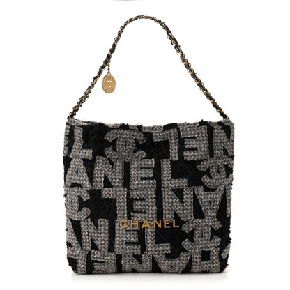 Chanel Wool Tweed Quilted Chanel 22 Grey Black 1 of 21