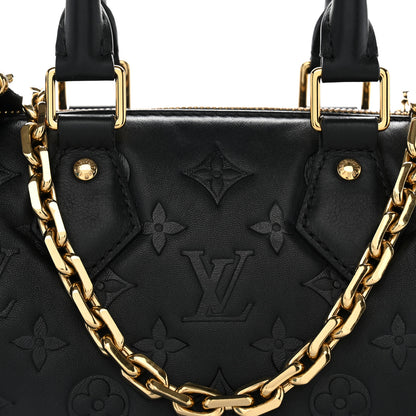 Louis Vuitton Lambskin Embossed Monogram Speedy 22 Bandouliere Black 7 of 9