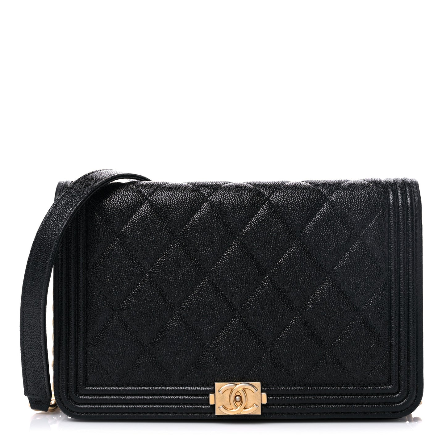 Caviar Quilted Boy Wallet On Chain WOC Black