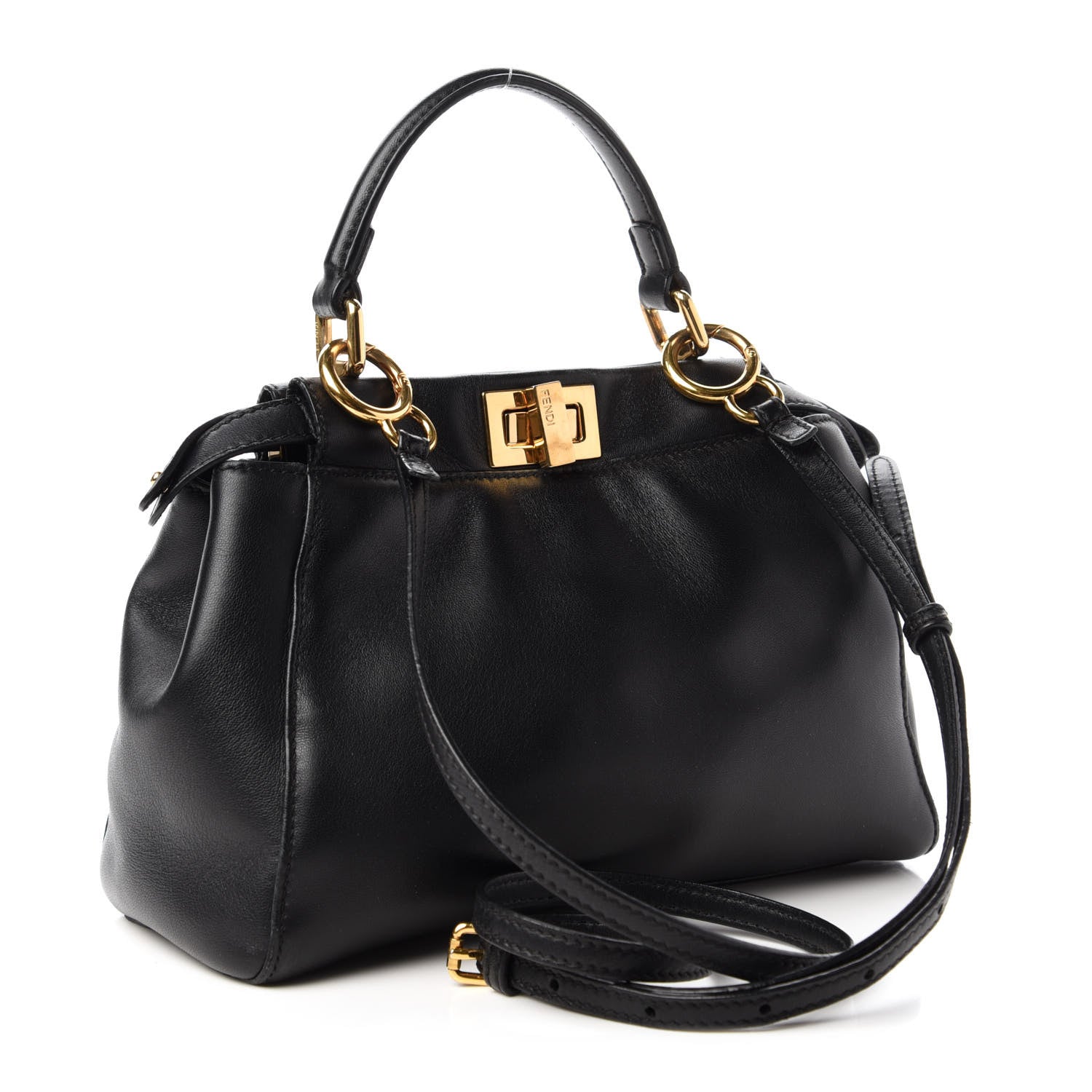 Fendi Nappa Mini Peekaboo Iconic Satchel Black 3 of 9