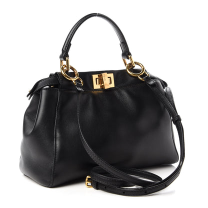 Fendi Nappa Mini Peekaboo Iconic Satchel Black 3 of 9