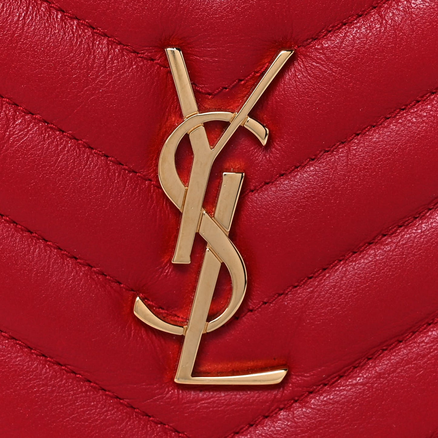 Calfskin Matelasse Chevron Monogram Pouch Red