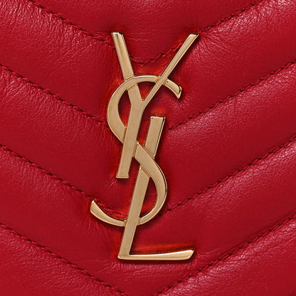 Saint Laurent Calfskin Matelasse Chevron Monogram Pouch Red 8 of 13