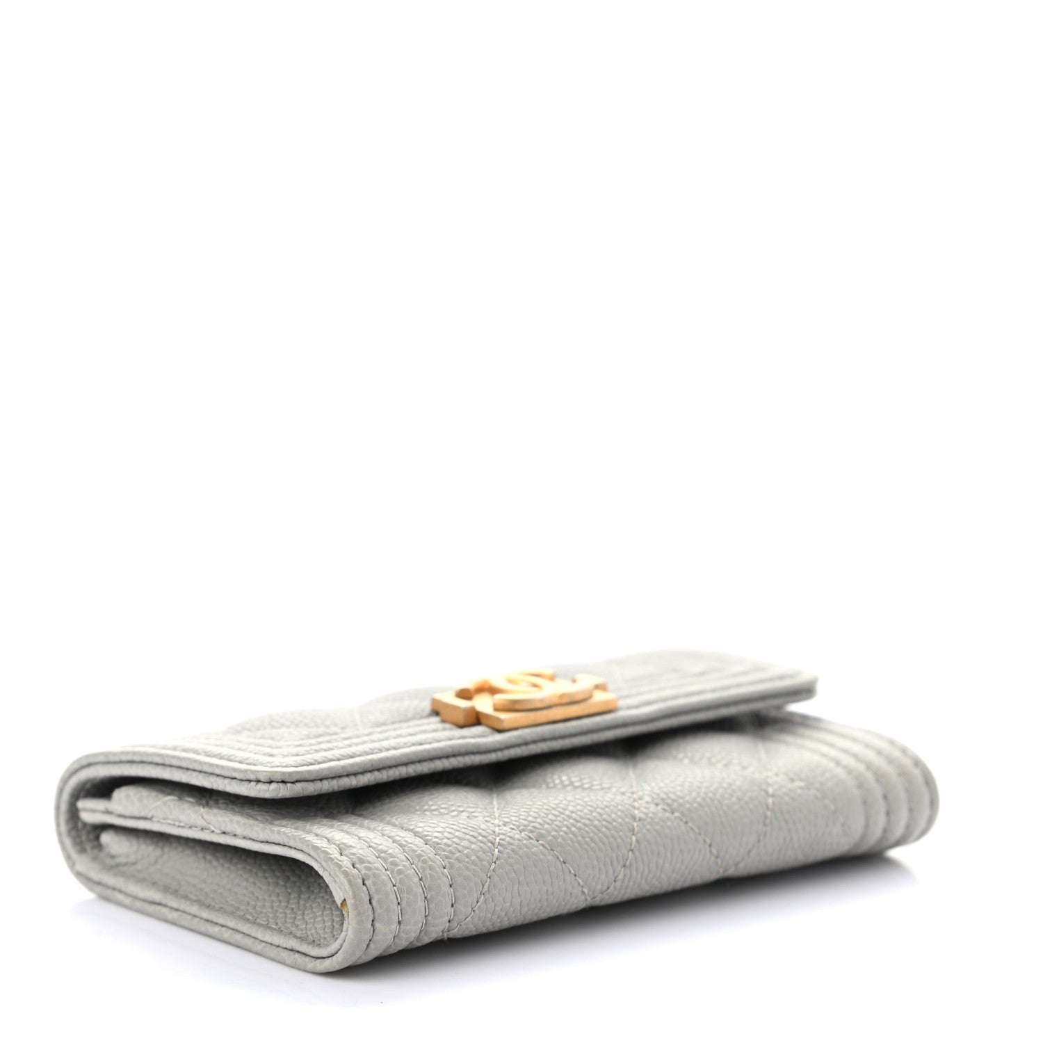 Chanel Caviar Quilted Boy Flap Card Holder Grey 4 of 9
