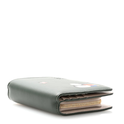 Loewe X SUNA FUJITA Satin Calfskin Panda Compact Zip Wallet Bottle Green 4 of 10