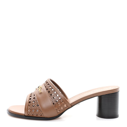 Christian Dior Calfskin Lambskin Micro Cannage D-Lane Pump Slide Sandals 40 Camel 1 of 10