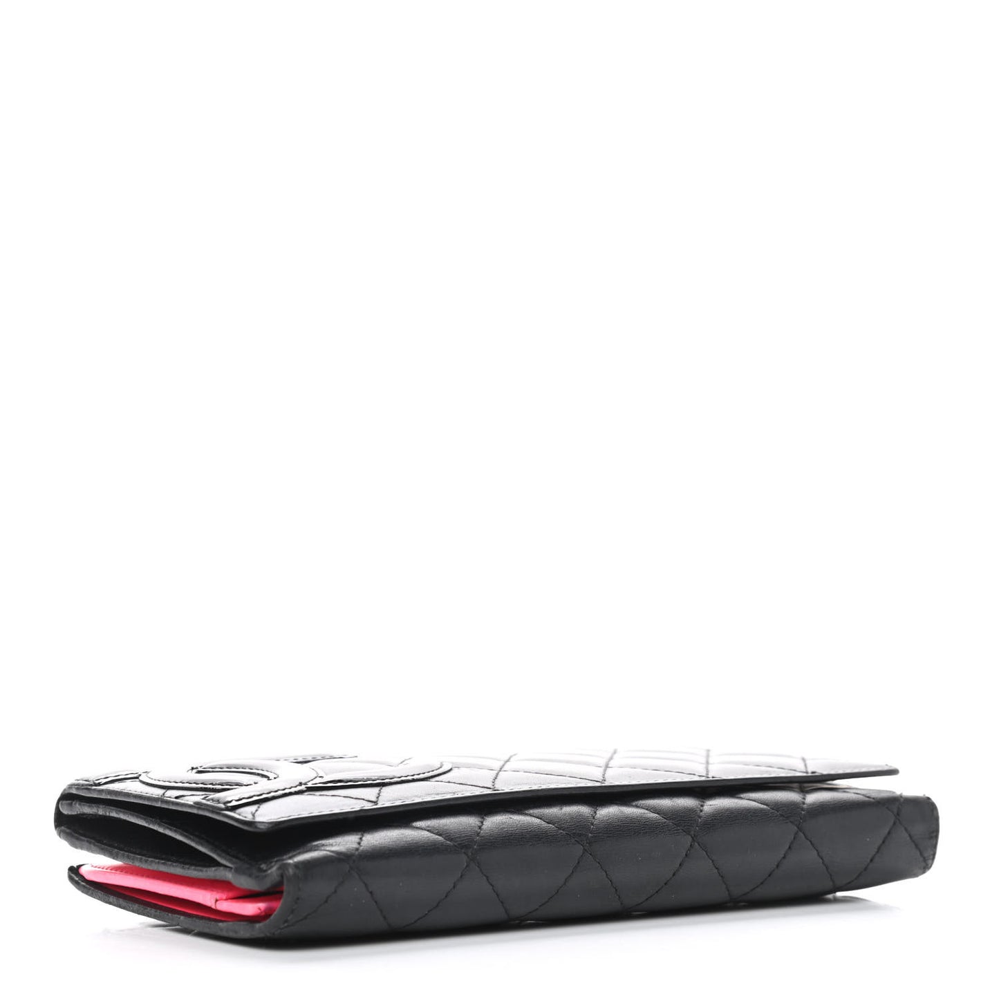 Calfskin Quilted Cambon Long Double Wallet Black