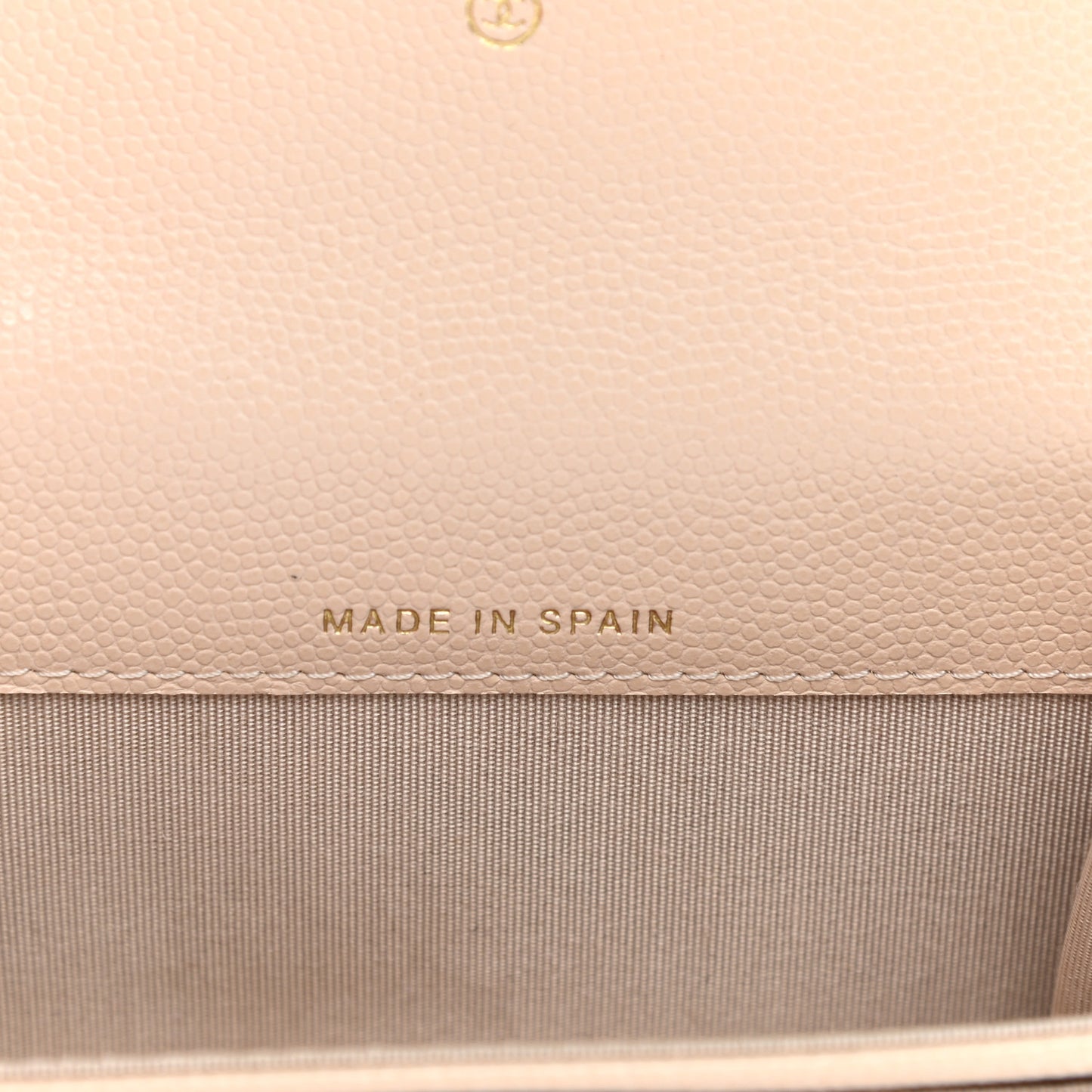 Caviar Pearl Quilted Coco Candy Flap Card Holder Beige