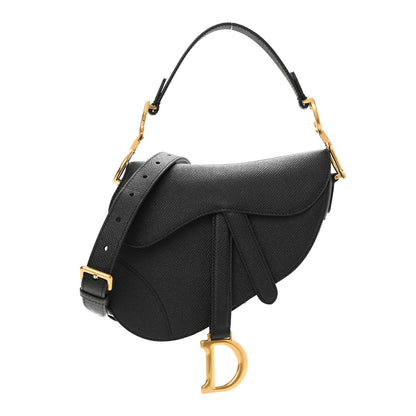 Christian Dior Grained Calfskin Mini Saddle Bag With Strap Black 1 of 8