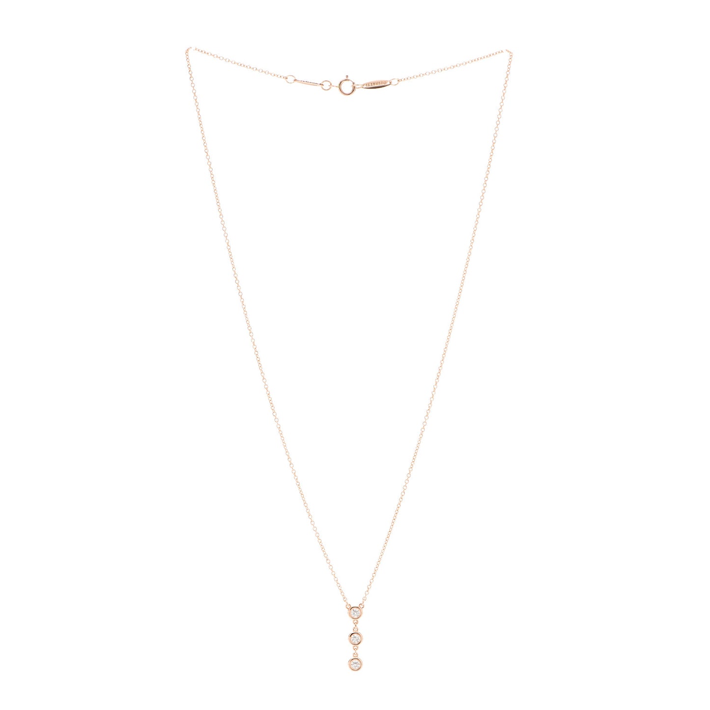 18K Rose Gold Diamond Elsa Peretti Diamond by the Yard Drop Pendant Necklace