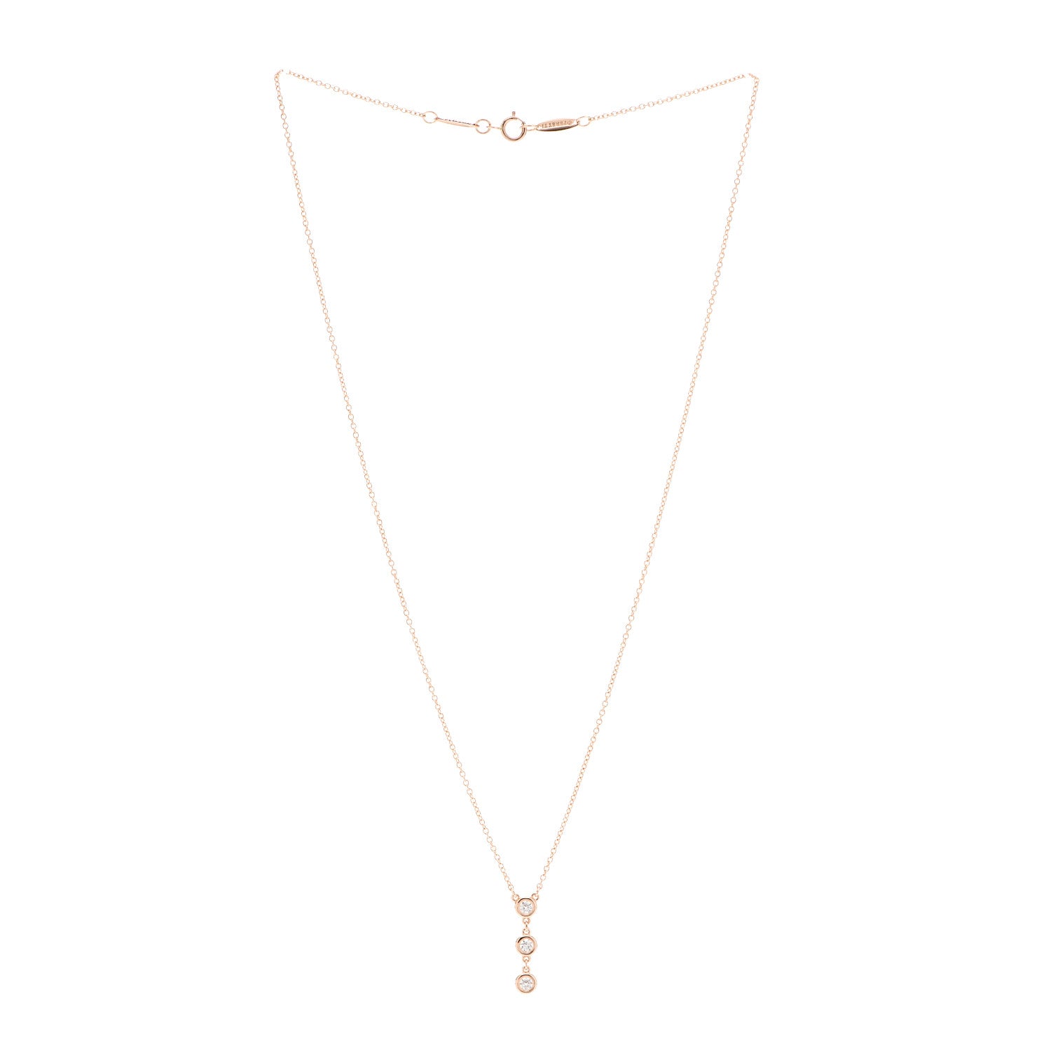 Tiffany 18K Rose Gold Diamond Elsa Peretti Diamond by the Yard Drop Pendant Necklace 3 of 6