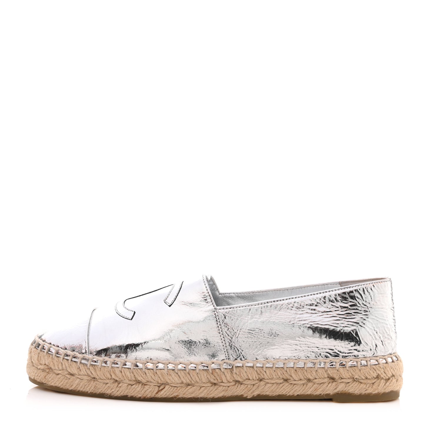 Laminated Goatskin CC Espadrilles 39 Silver