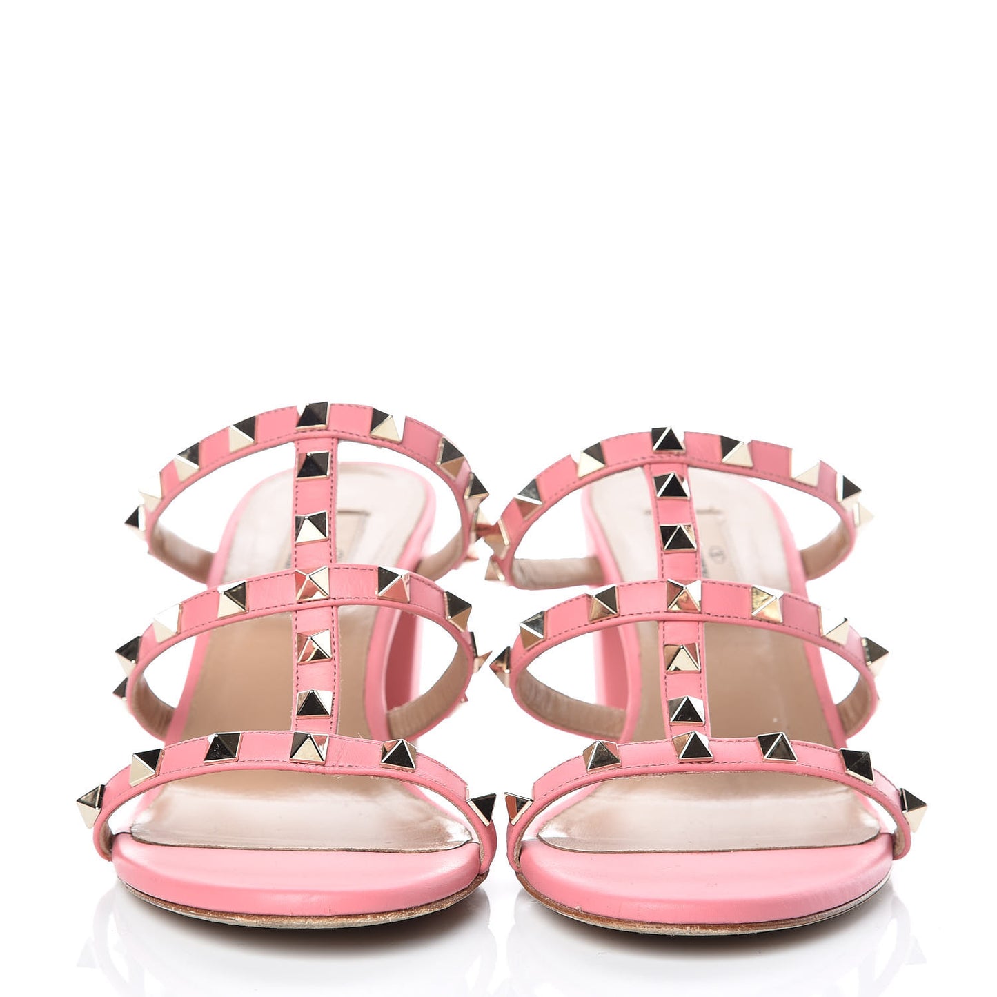 Calfskin Rockstud 60mm Caged Slide Sandals 38.5 Paradise Rose