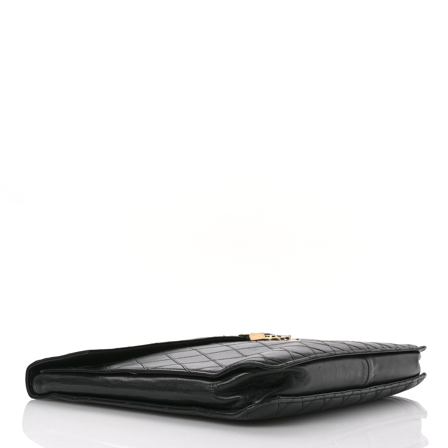 Lambskin Stitched Briefcase Bag Black