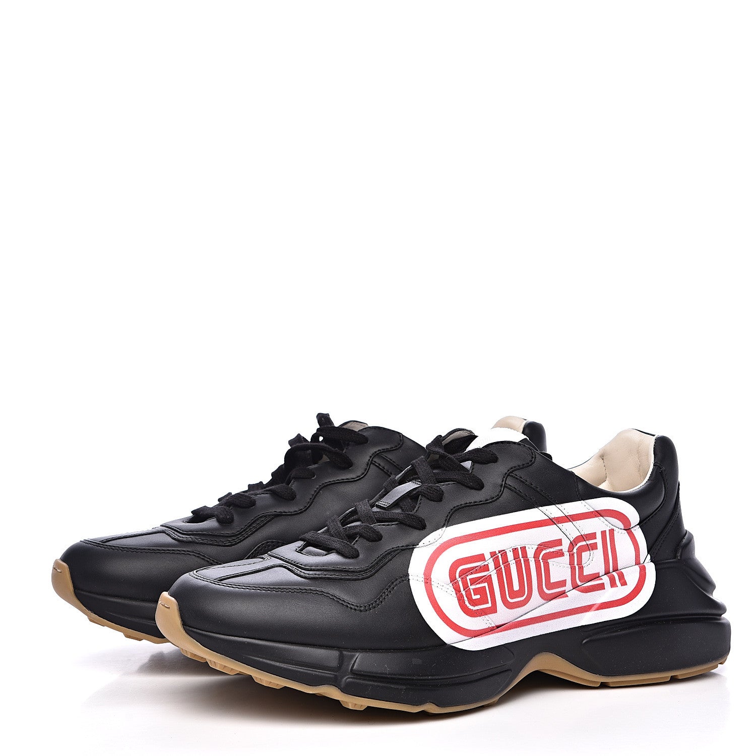Gucci X SEGA Calfskin Logo Mens Rhyton Sneakers 8 Black 3 of 8