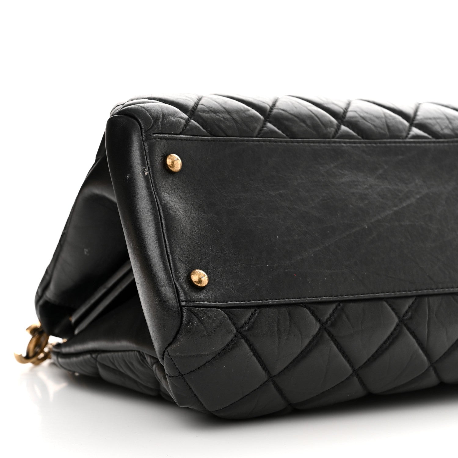 Chanel Aged Calfskin Large Just Mademoiselle Bowling Bag Black 11 of 12