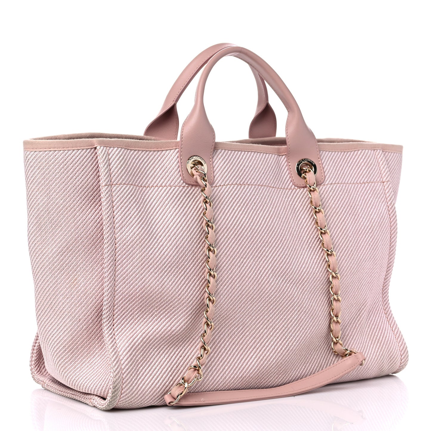 Mixed Fibers Calfskin Medium Deauville Tote Rose Pink