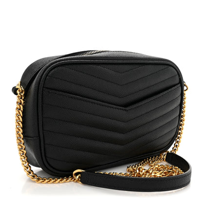 Saint Laurent Grain De Poudre Matelasse Monogram Mini Lou Camera Bag Black 3 of 10