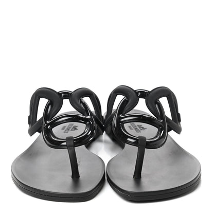 Hermes Rubber Womens Egerie Sandals 39 Black 2 of 8