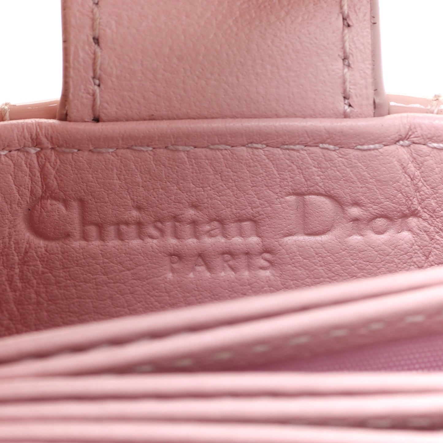 Patent Cannage Lady Dior 5-Gusset Card Holder Rose Clair