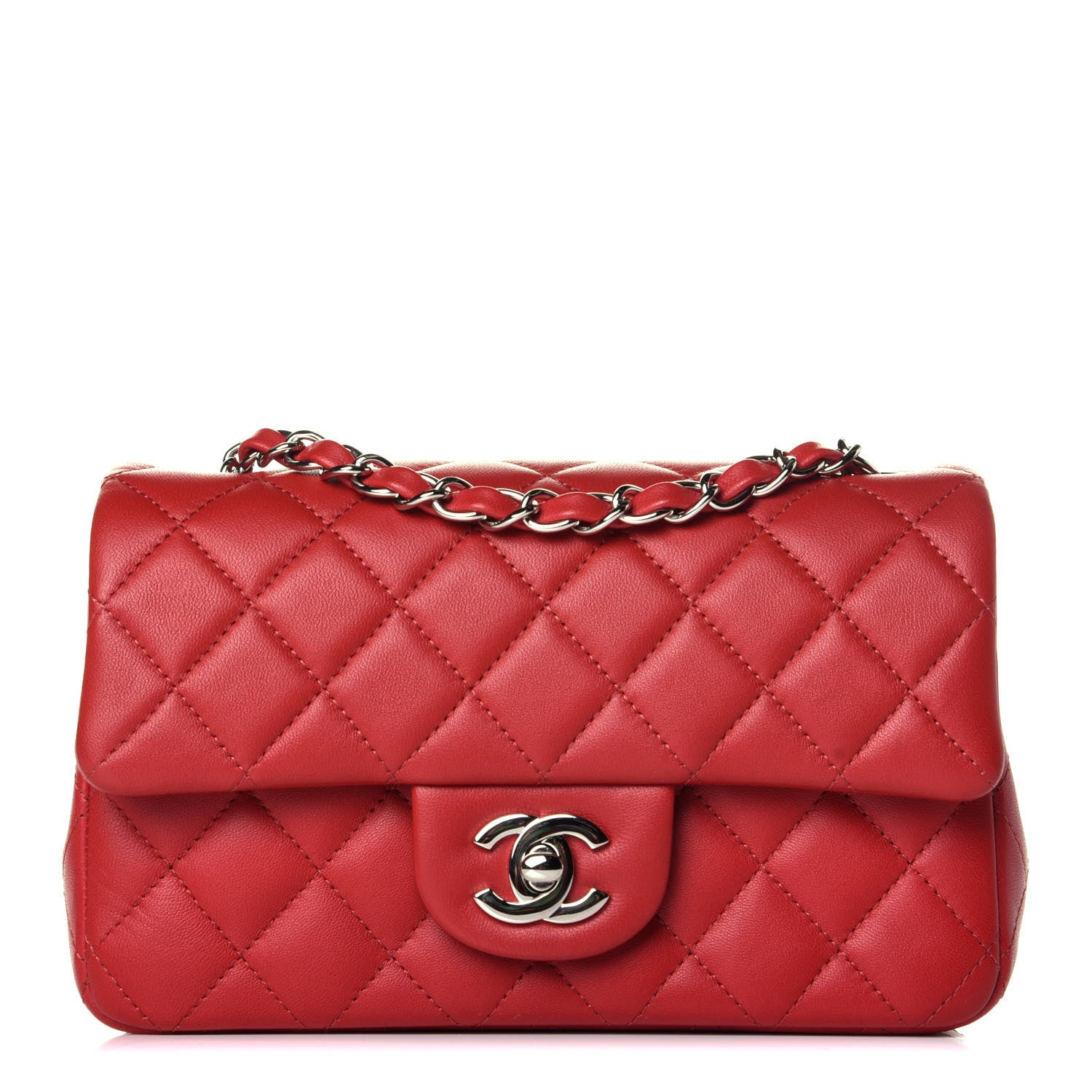 Chanel Lambskin Quilted Mini Rectangular Flap Red 1 of 9