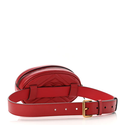 Gucci Calfskin Matelasse GG Marmont Belt Bag 75 30 Hibiscus Red 3 of 12