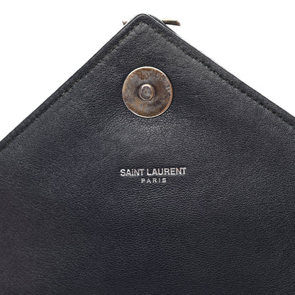 Saint Laurent Sheepskin Matelasse Chevron Monogram Medium College Bag Deep Marine 5 of 9