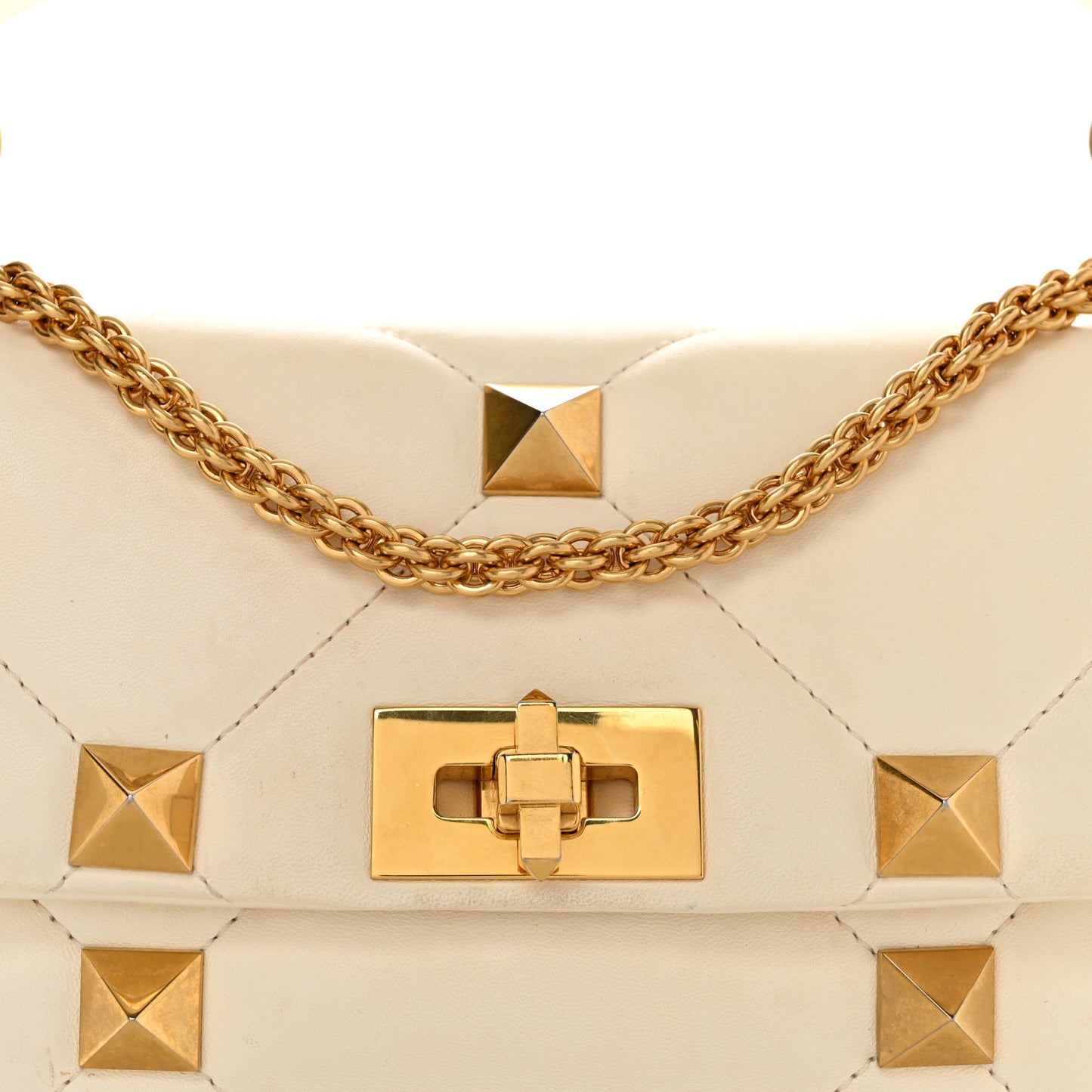 Nappa Large Roman Stud Shoulder Bag Ivory