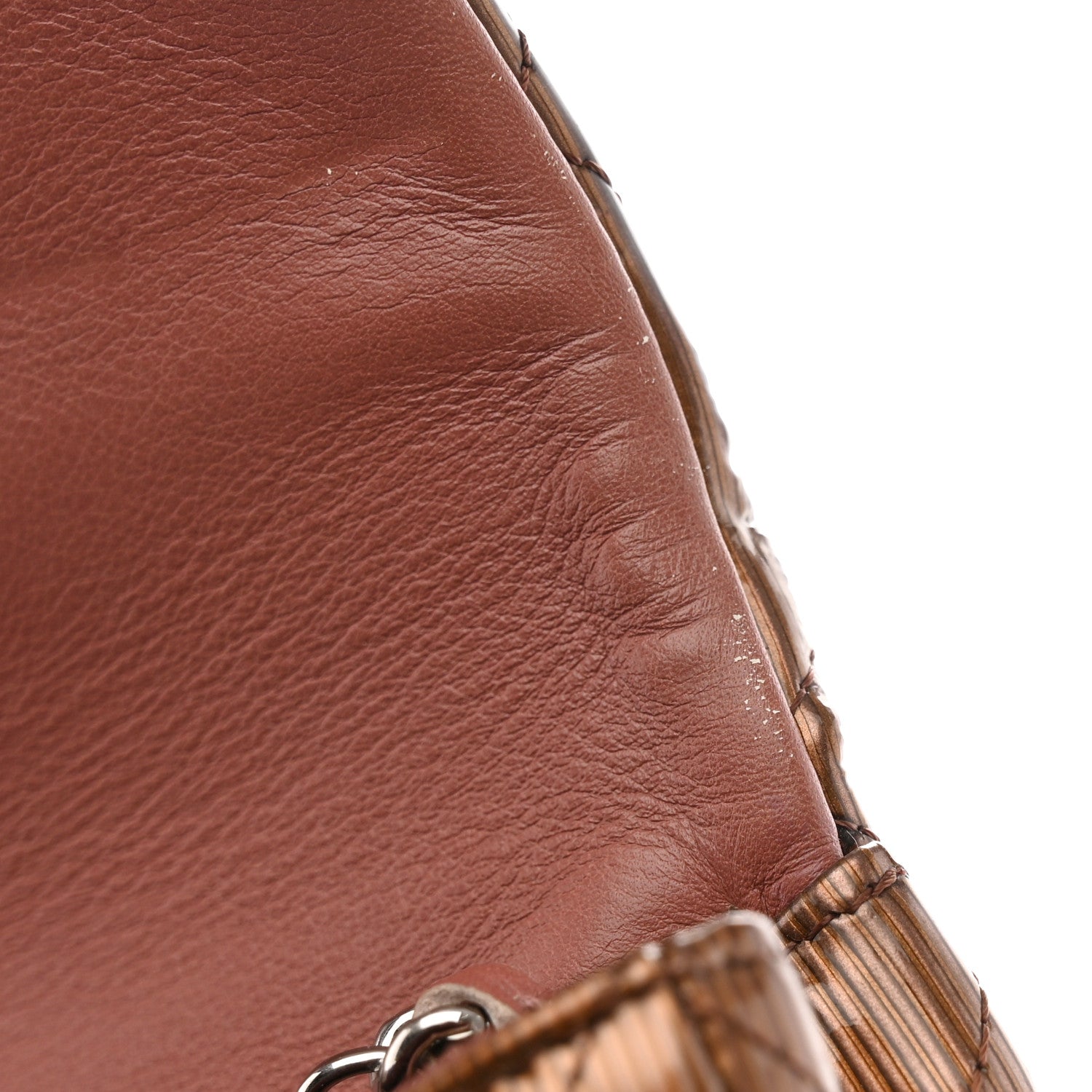 Chanel Striated Patent Quilted Clutch With Chain Flap Brown 12 of 16