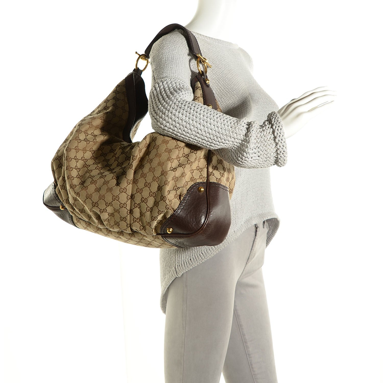 Gucci Monogram Large Jockey Hobo Brown 3 of 7