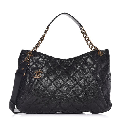 Chanel Crumpled Grained Calfskin Coco Pleats Hobo Black 1 of 8