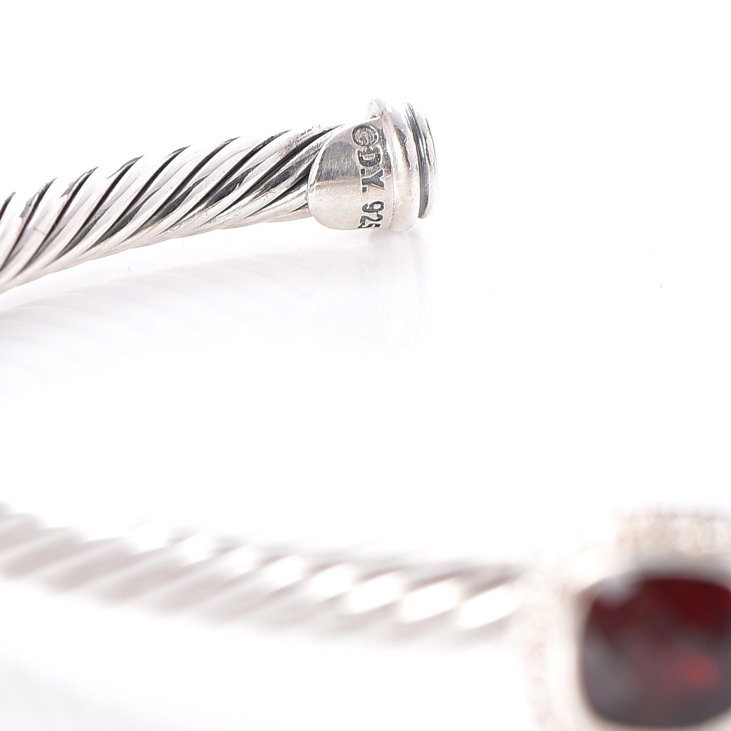 Sterling Silver Diamond Garnet 4mm Noblesse Cable Bracelet
