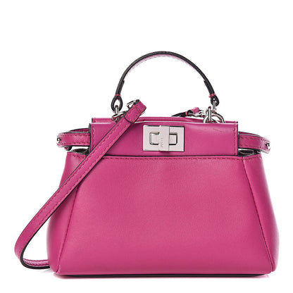 Fendi Nappa Micro Peekaboo Iconic Satchel Magenta 1 of 9