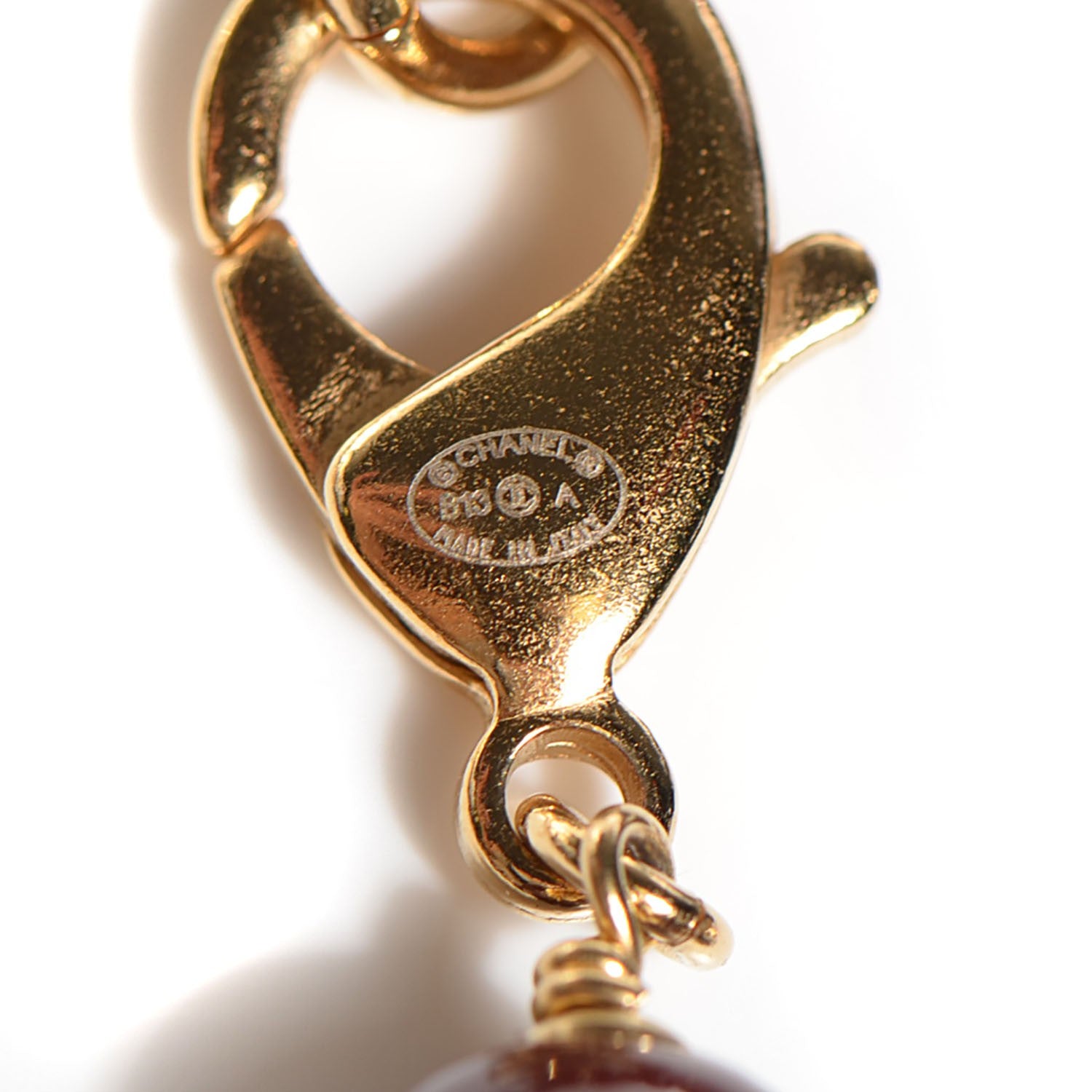 Chanel Beaded CC Long Strand Necklace Black Red 3 of 6