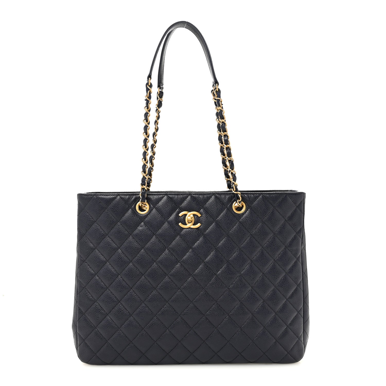 Chanel Caviar Quilted Large CC Shopping Tote Navy 1 of 12