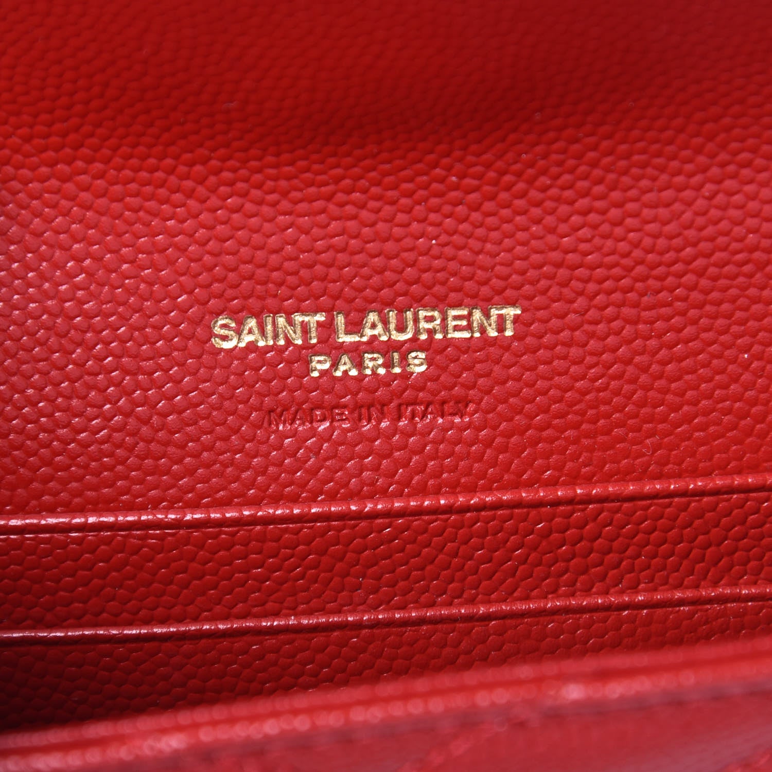 Saint Laurent Grain De Poudre Matelasse Chevron Small Monogram Envelope Wallet Rouge Eros 6 of 7
