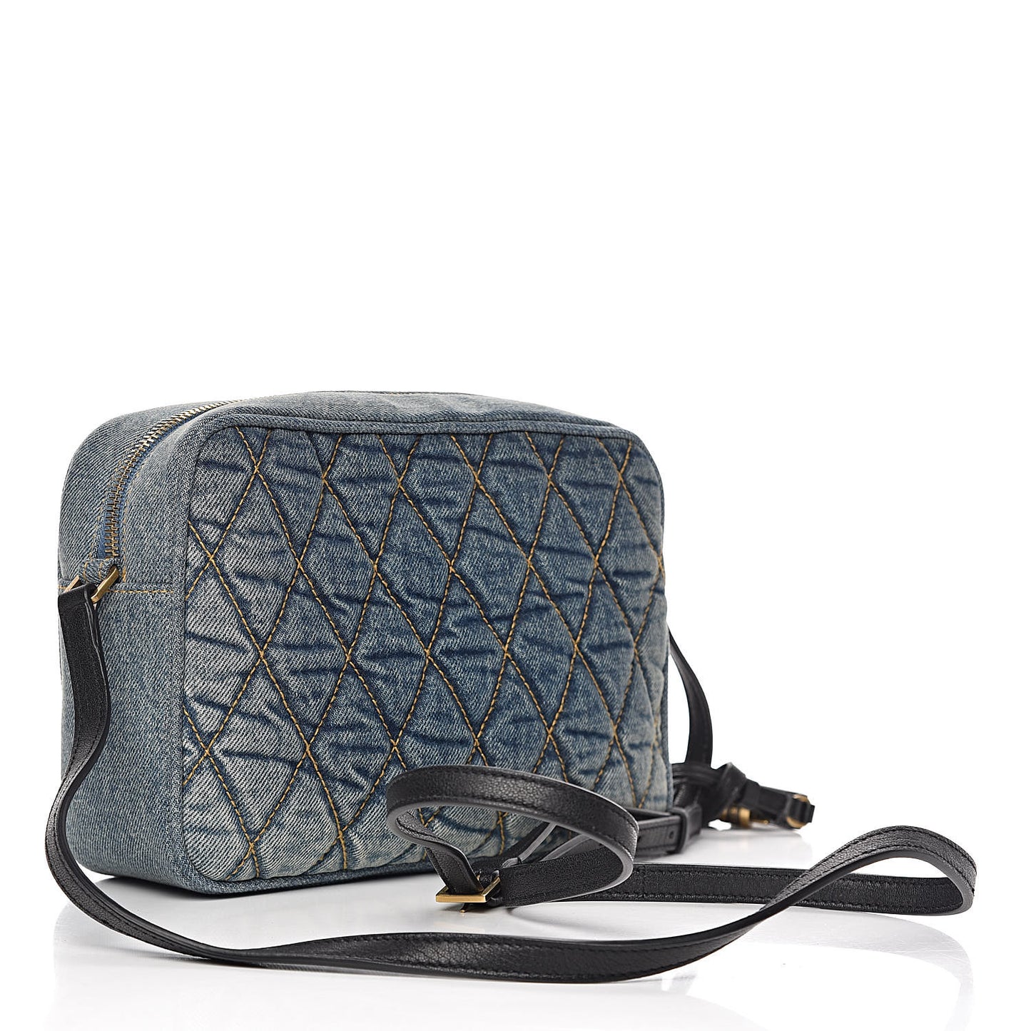 Denim Matelasse Quilted Summer Embroidered Classic Monogram Camera Bag Blue