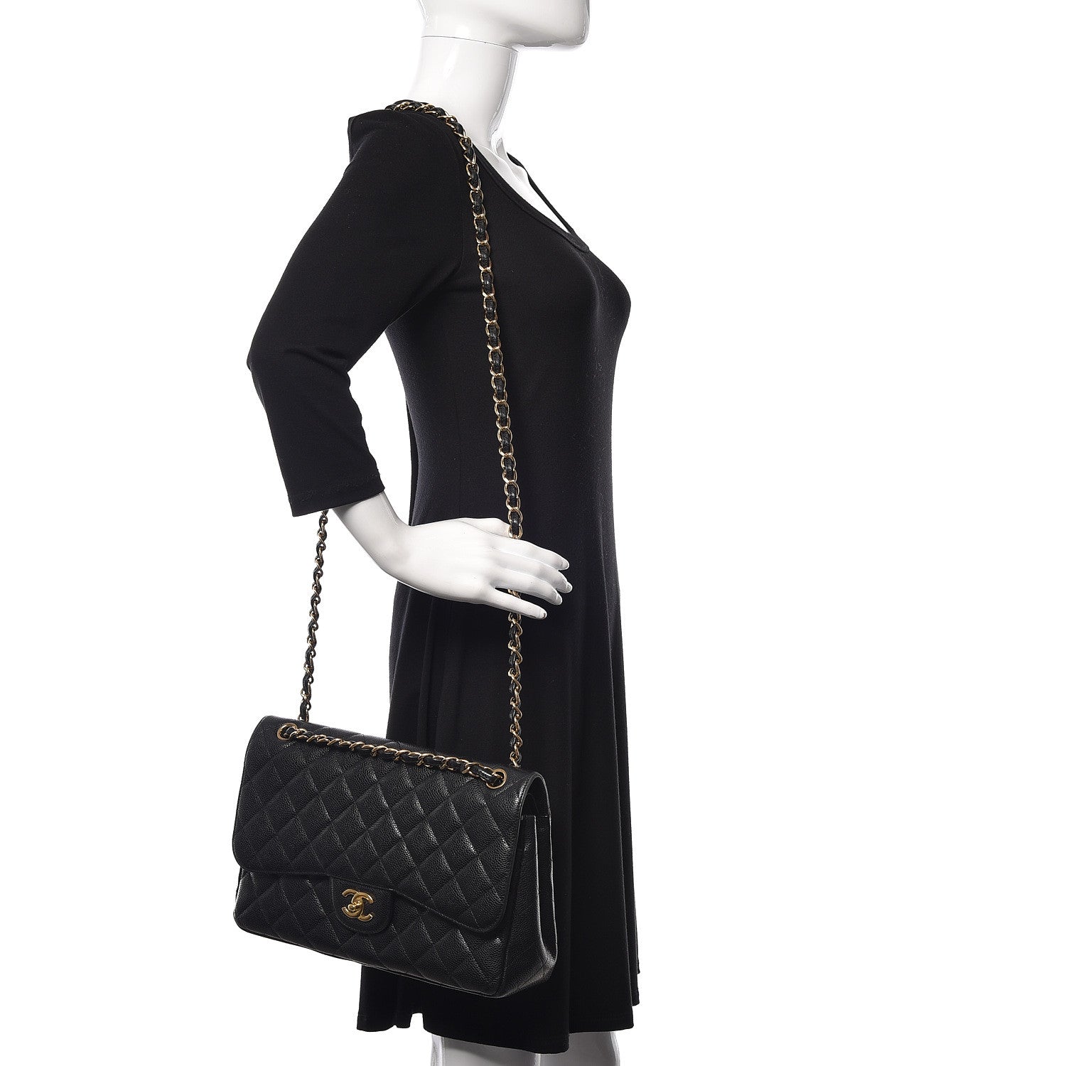 Chanel Caviar Quilted Jumbo Double Flap Black 1 of 14