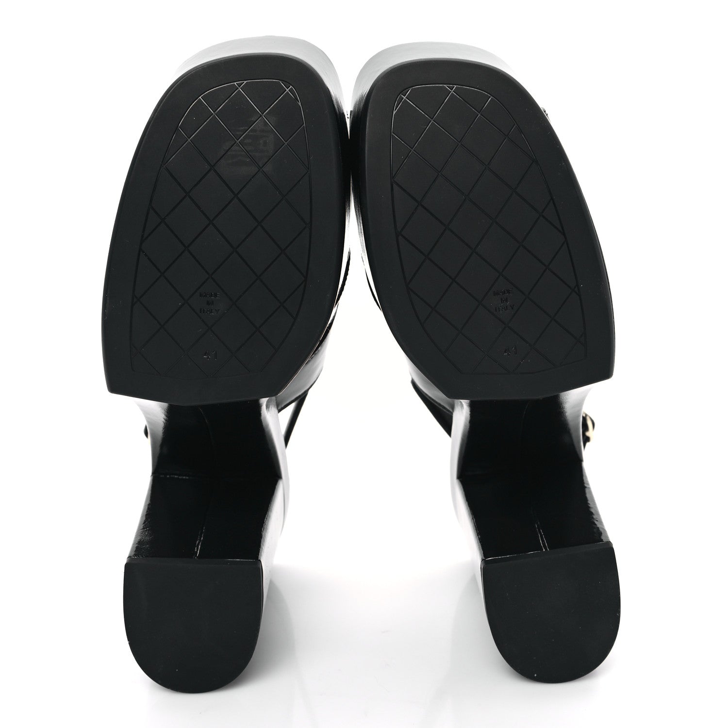 Chanel Crumpled Patent Lambskin Platform Sandals 41 Black 5 of 9