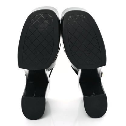 Chanel Crumpled Patent Lambskin Platform Sandals 41 Black 5 of 9