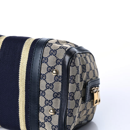 Gucci Monogram Vintage Web Small Boston Navy 7 of 10
