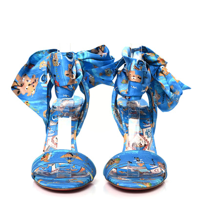 Christian Louboutin Crepe Satin Greekaba Du Desert 100 Sandal 39 Blue Multicolor 2 of 8