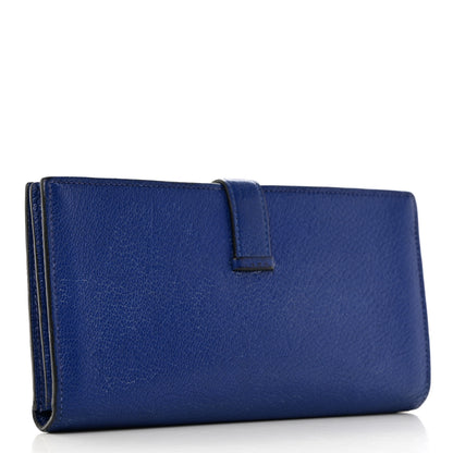 Hermes Chevre Mysore Bearn Gusset Wallet Bleu Electrique 3 of 13