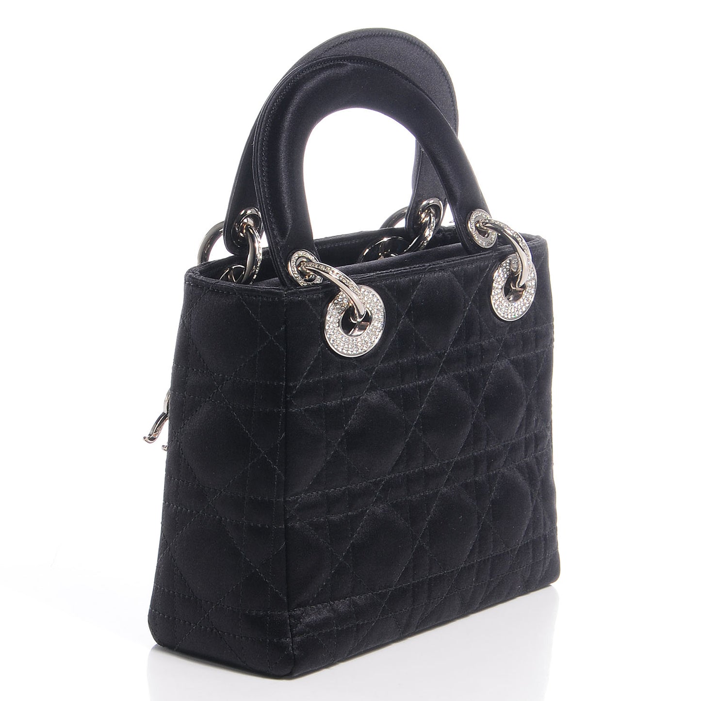 Satin Swarovski Crystal Cannage Mini Lady Dior Black