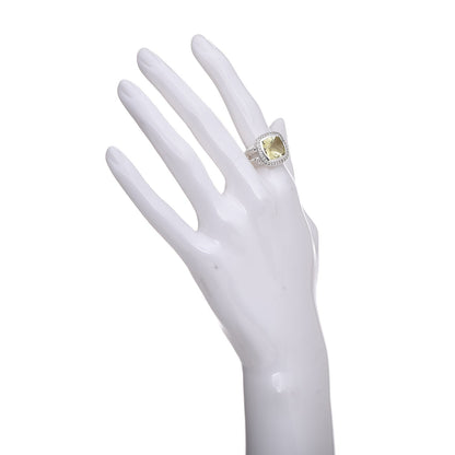 David Yurman Sterling Silver Diamond Lemon Quartz 11mm Albion Ring 51 5.75 2 of 5
