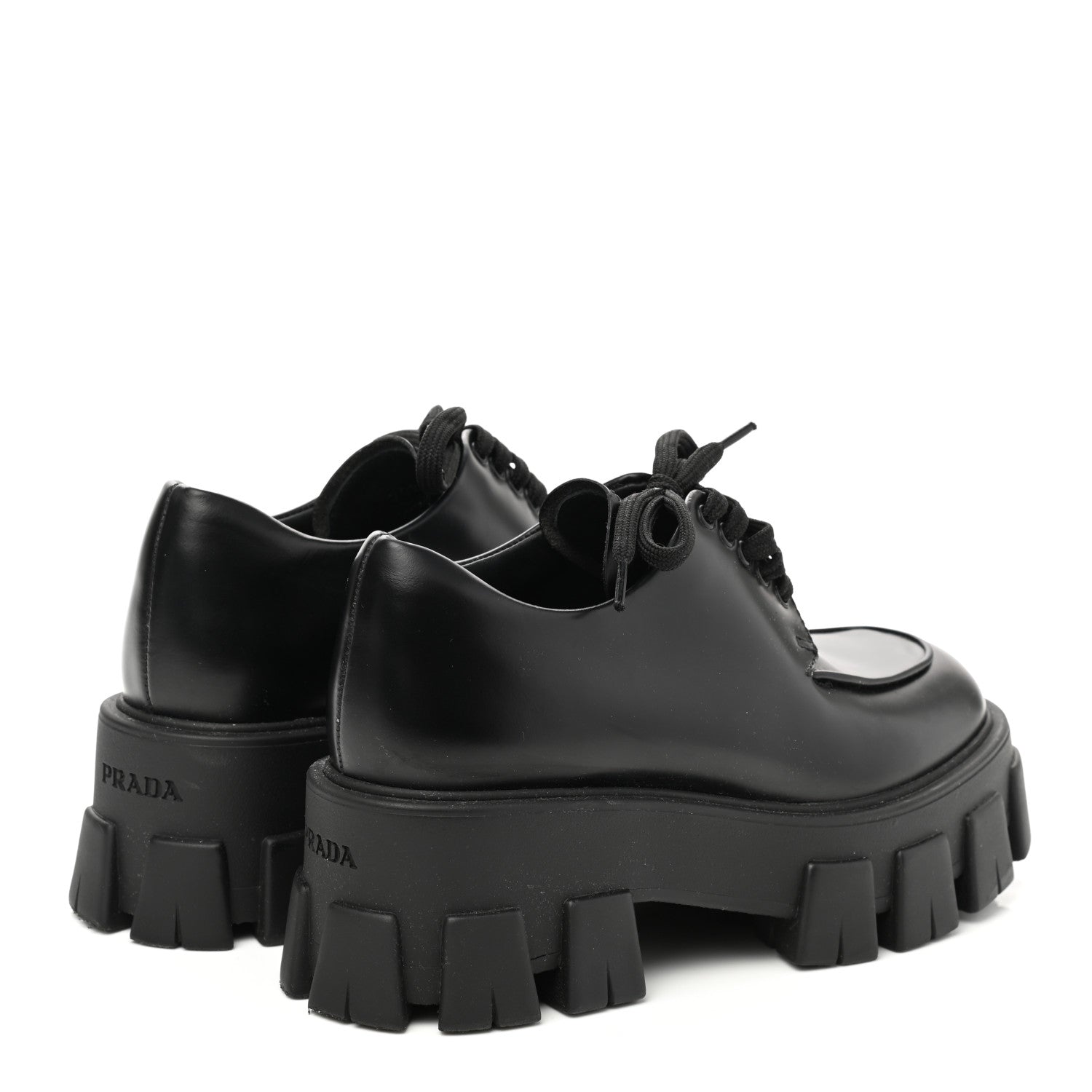 Prada Spazzolato Rois Monolith 55mm Derby Loafers 35 Black 4 of 9