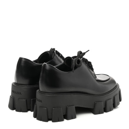 Prada Spazzolato Rois Monolith 55mm Derby Loafers 35 Black 4 of 9