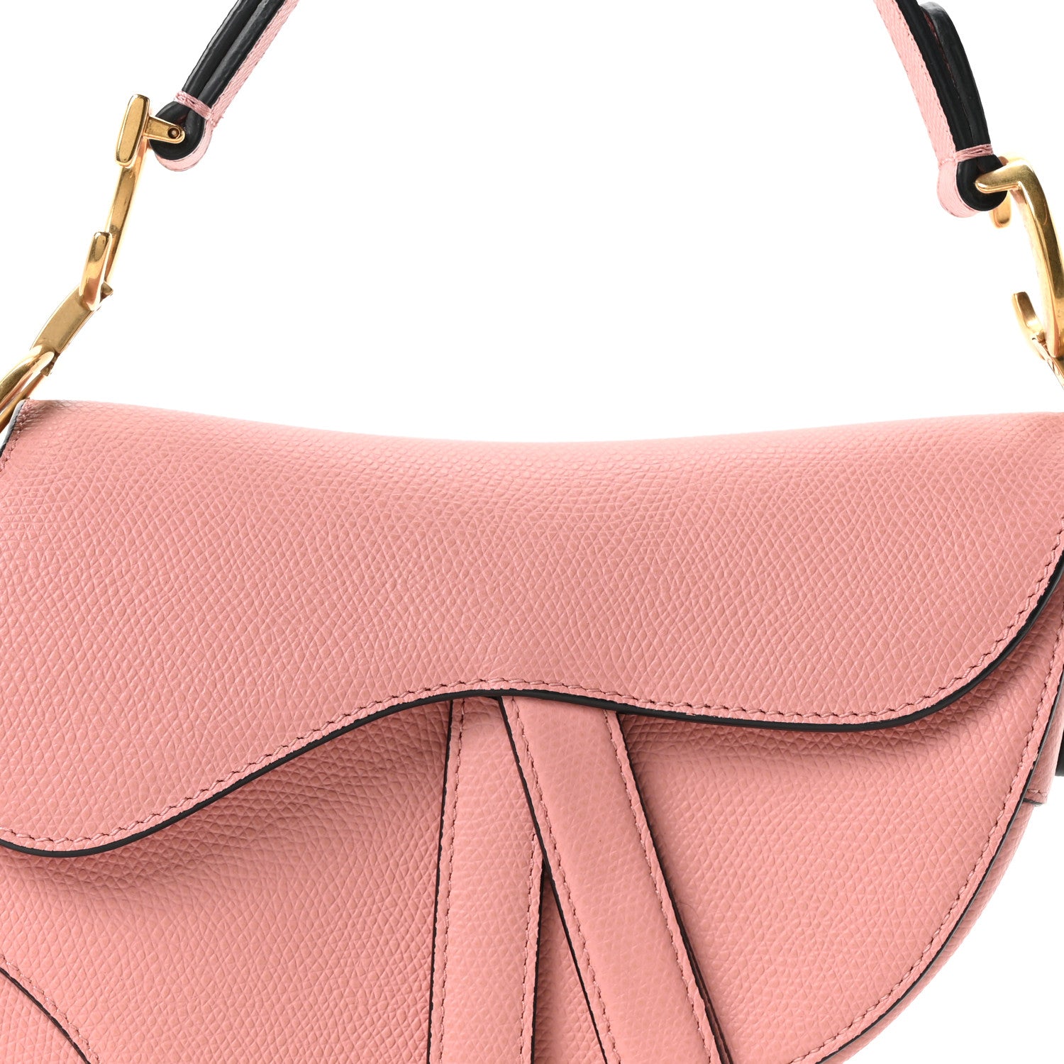 Christian Dior Grained Calfskin Mini Saddle Bag Pink 8 of 10